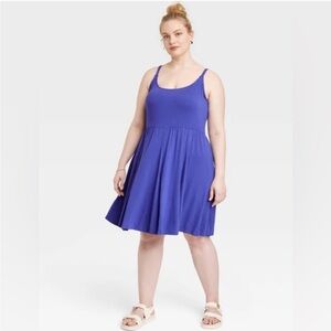 Ava & Viv Blue Flared Midi Skater Dress